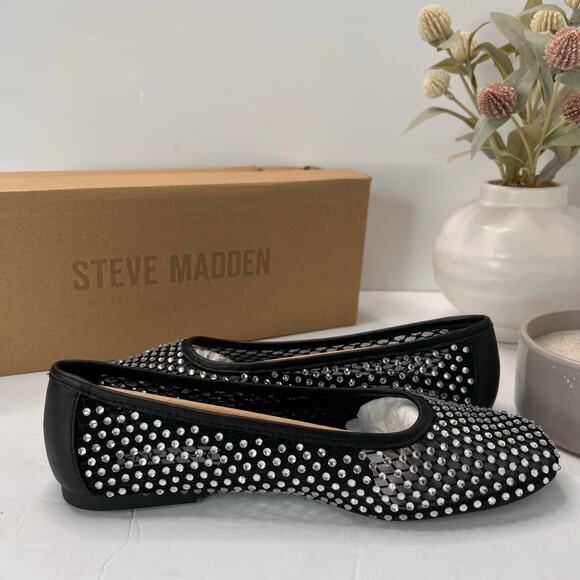 Steve Madden Auden Mesh Textile Flats with Rhinestones Black Women 7.5 NWB - Picture 7 of 10